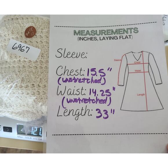 Anthropologie Women's Cable Knit Festival Dress Size Small Boho Wool Blend Ivory - Picture 7 of 12